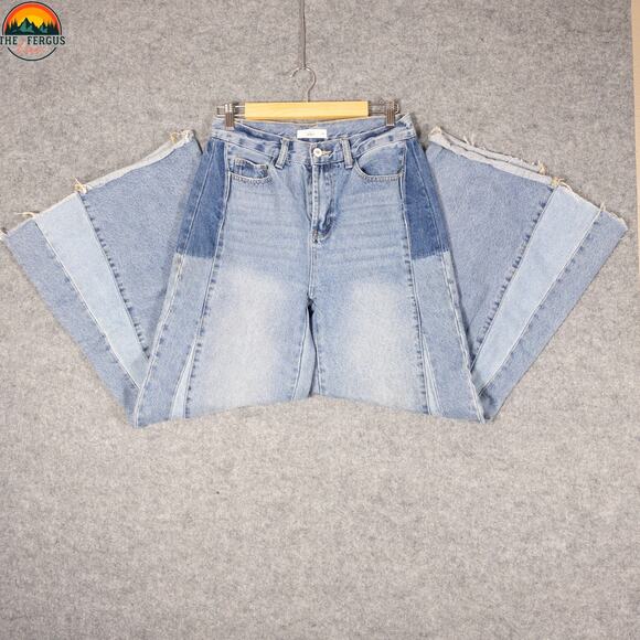 Talulah Wide-Leg Jeans Blue Cotton Denim Patch Style Boho Festival Women's M 28 - Picture 9 of 16